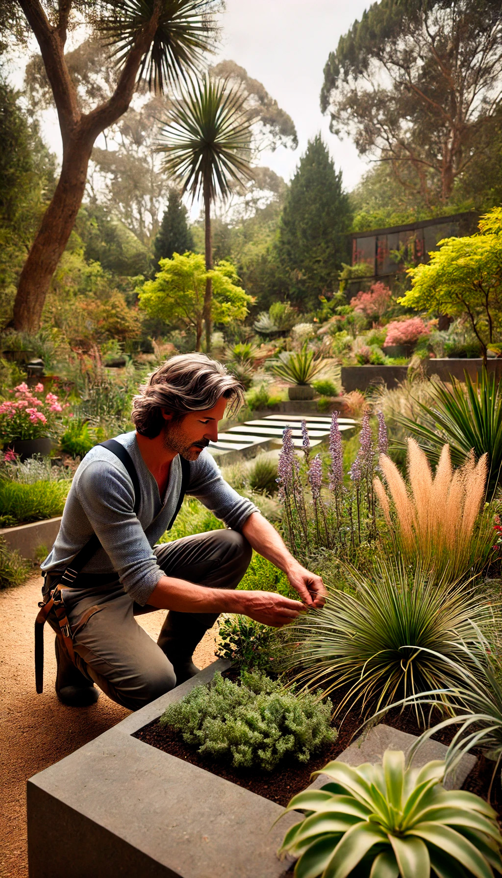 Andres Stangalini en un jardín diseñado